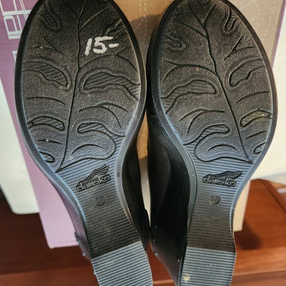 Dansko wedge heels sz 37 sz 7 leather mushroom Franka EUC - Picture 5 of 6